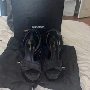 Pre loved Saint Laurent platform black suede heels
